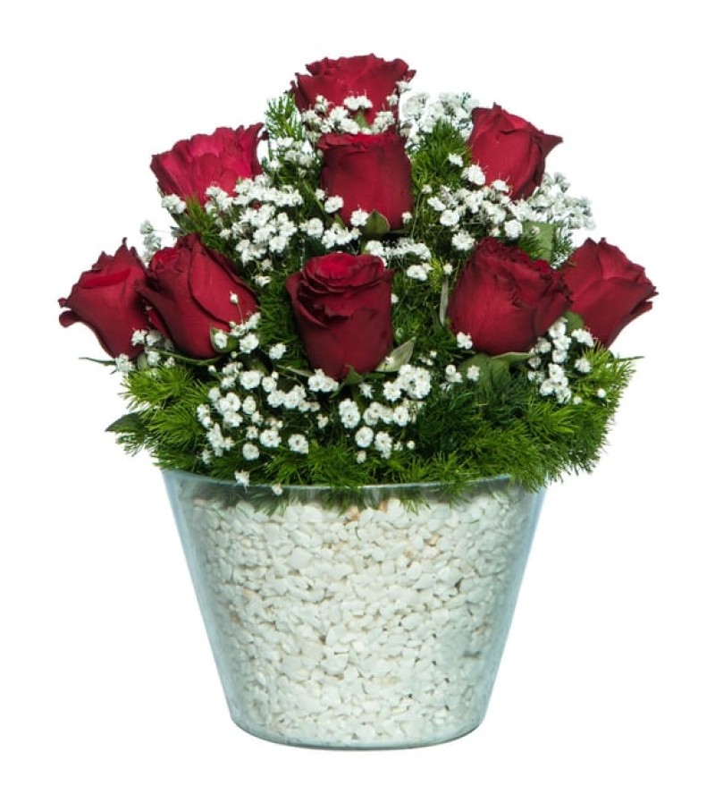 KONİK VAZODA 9 GÜL