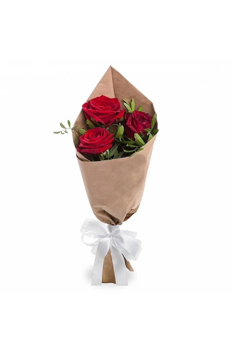 kraft içinde 3 adet gül