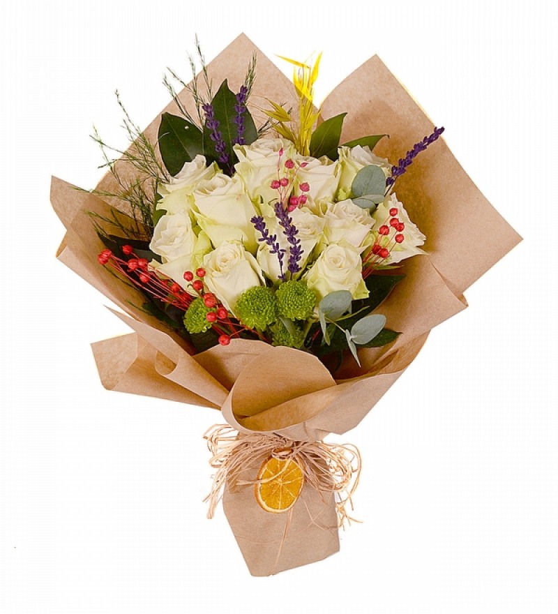 Beyaz gül  buketi 13 adet