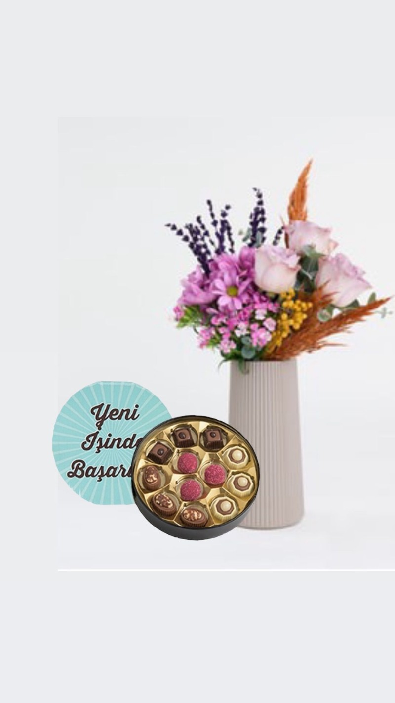 Lila Güller ve Yeni İş Tebrikli Çikolata