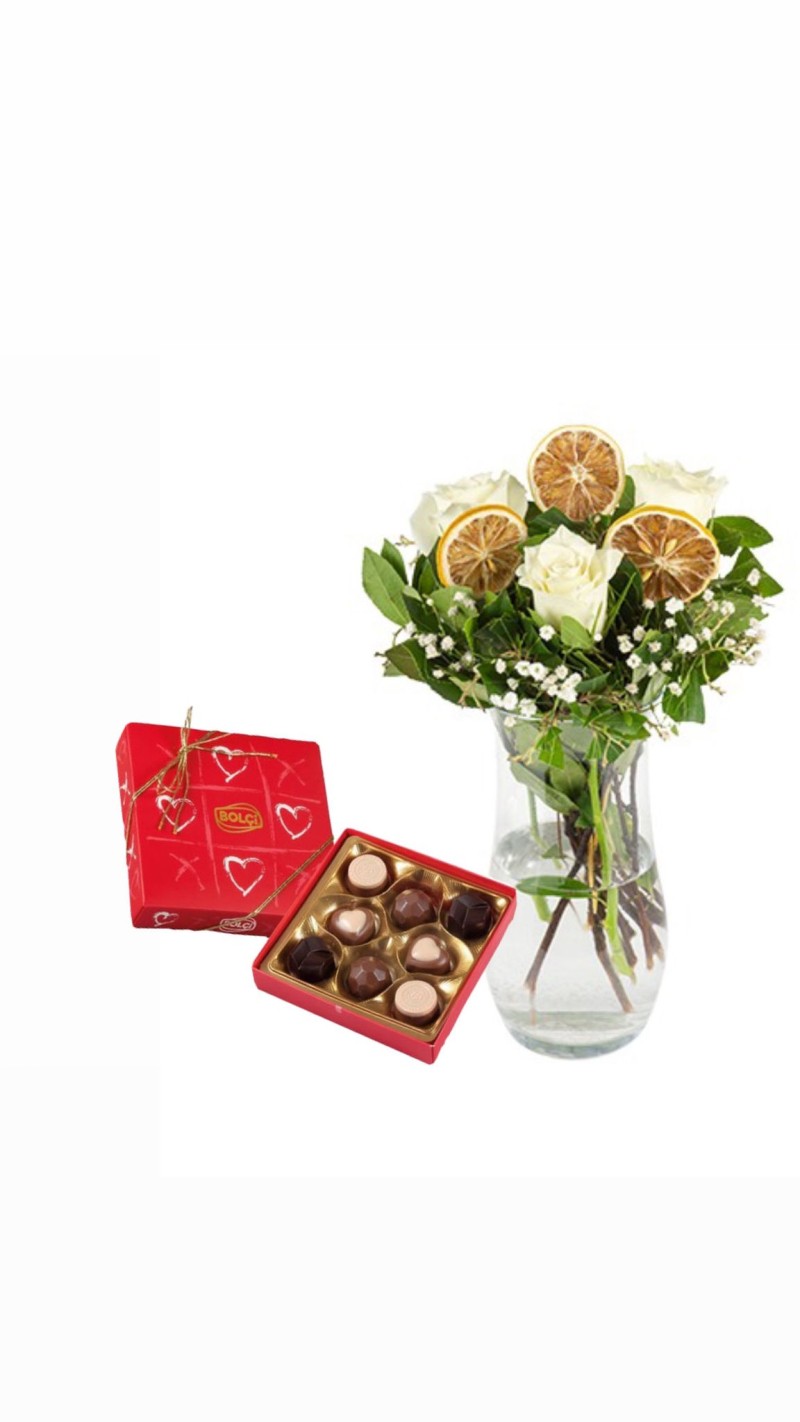 Beyaz Güller & Kutuda Çikolata