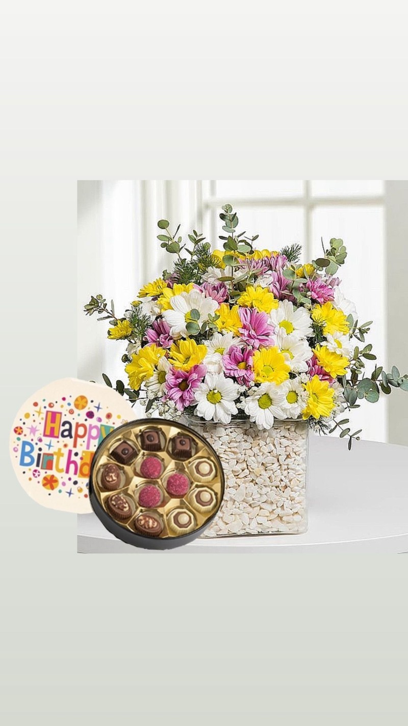  Renkli Papatya ve Doğum Günü Temalı Çikolata